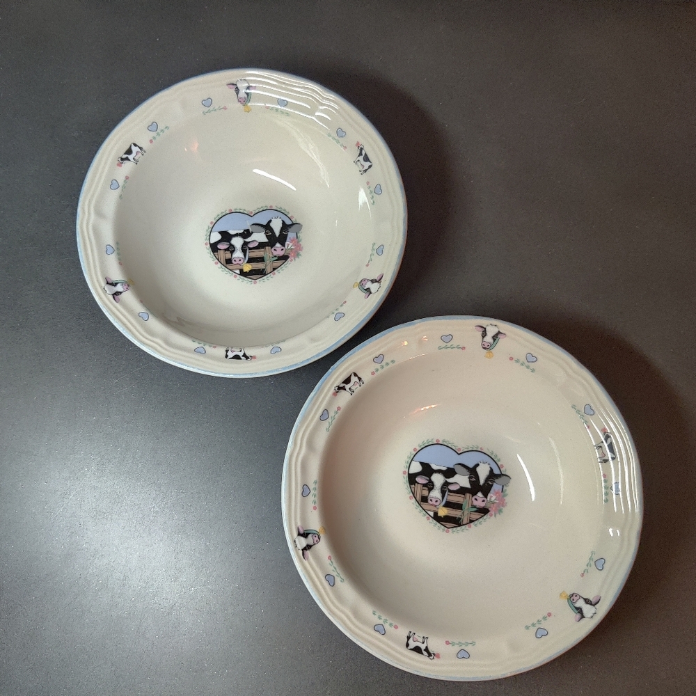 Stoneware Bowls Cow Country Print